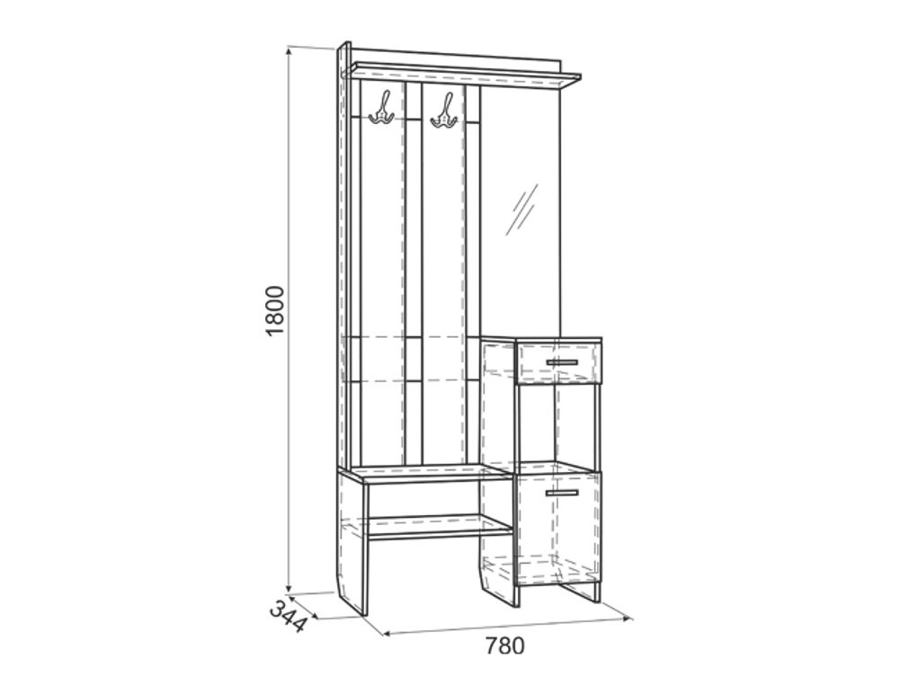 Прихожая  "Яр" (ясень шимо светлый/ясень шимо темный), ЛДСП 16 мм, Мебельсон, г. Ижевск