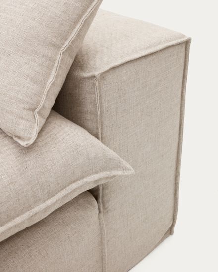 Трехместный диван Anarela из бежевого льна и вискозы со съемным чехлом, 260 см