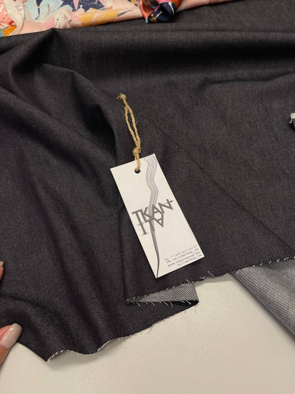 Костюмно-плательный хлопковый однотонный джинс (ACNE STUDIOS, 100%хлопок, Лунная ночь, 150, 340 гр/м2)