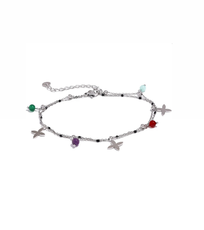 Анклет в цвете серебро бабочки