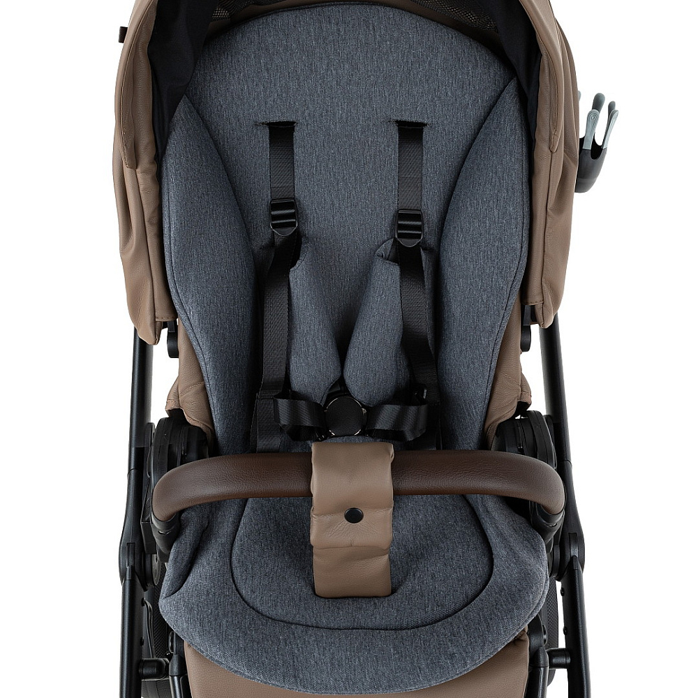 Детская коляска Roan Sol Vintage Leather 2.0 3 в 1 с автокреслом Pituso Santiso Pro Black SL/11/L Camel/Black/руч.Тем.коричневый