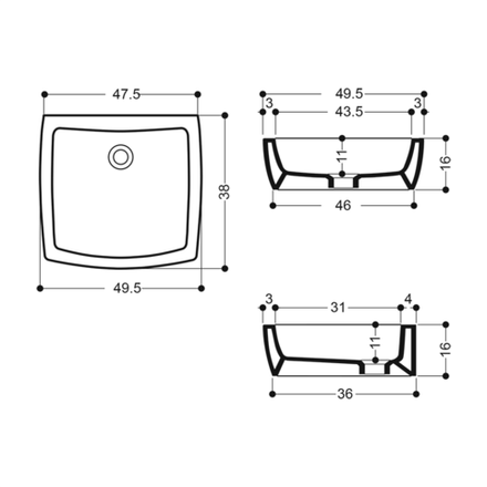 Раковина накладная AXA X-Tre 50x38, белая 1908101