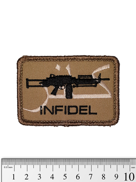 Шеврон Infidel M249 вышивка. Койот