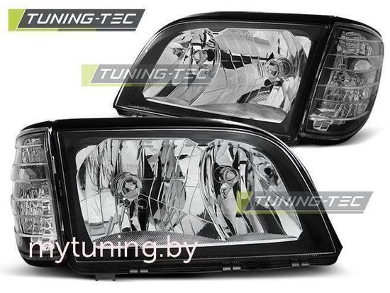 Передние фары black для Mercedes S W140