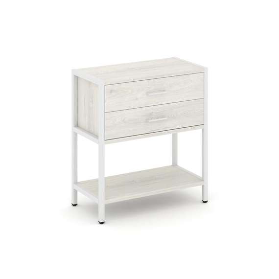 Shelf System Односекционный стеллаж двухярусный с ящиками SN.STM-212 Дуб Наварра/Металл Белый 810*40