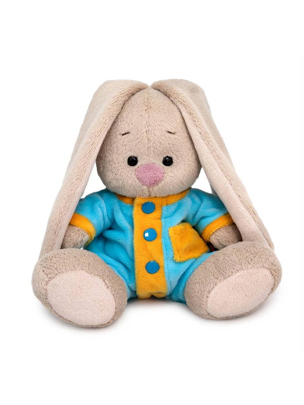 Мягкая игрушка Зайка Ми в голубом комбинезоне 15 см