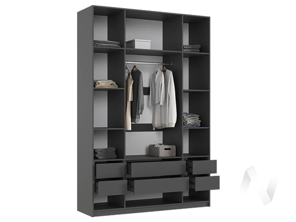 Шкаф 4-х ств.(1600) с доп.ящиками Марвэл (графит/браш графит)