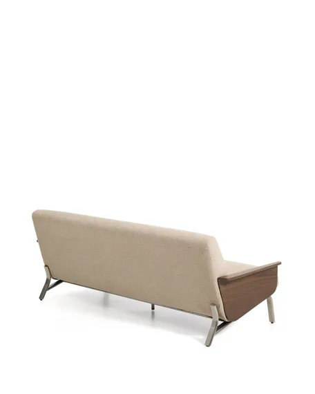 3-местный диван Amsen светло-коричневый с подлокотниками из шпона ореха