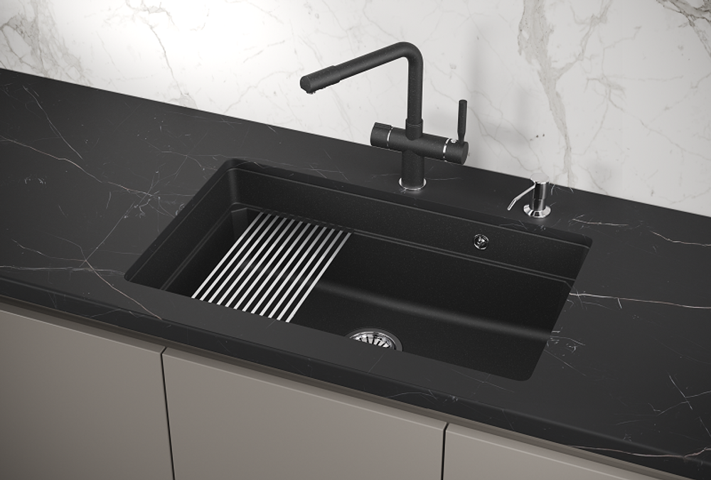 Кухонная мойка GRANULA Kitchen Space (7303U, ЧЁРНЫЙ)