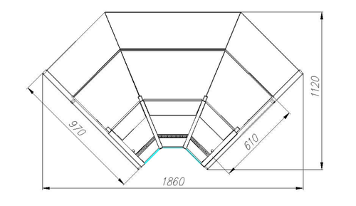 Холодильная витрина CARBOMA ВХСу-2 PALM 2 (GC95 VM-6) динамика, внутренний угол 90