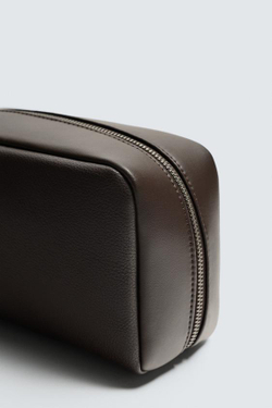 ZARA НЕСЕССЕР С ТЕКСТУРОЙ, КОРИЧНЕВЫЙ