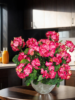 Искусственная Герань густая малиновая 40см в сером кашпо лофт