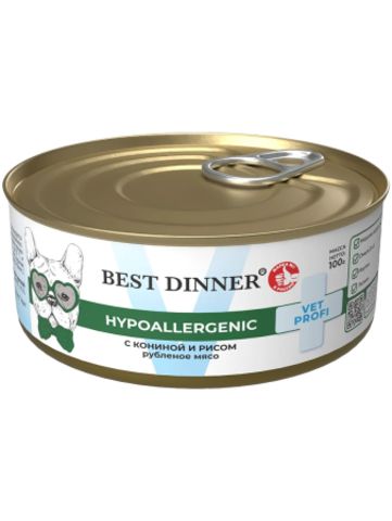 Best Dinner Vet Profi Hypoallergenic консервы для собак (конина с рисом) 100 гр