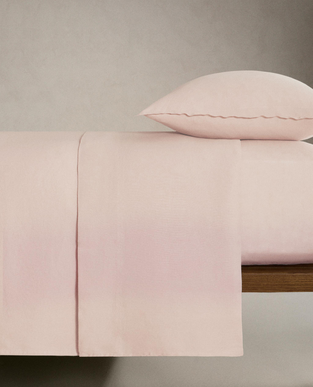 Zara Home - Простыня брюки из постиранного льна, высота 30 см (140 г / м2), розовый, 160х200х30 см