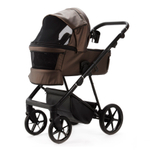 Детская универсальная коляска Adamex Vasco Deluxe V-SM16 2 в 1, Бежевый металлик Экокожа