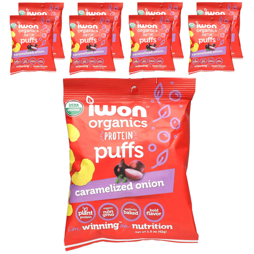 IWON Organics, Organics Protein Puffs, карамелизованный лук, 8 пакетиков по 42 г (1,5 унции)