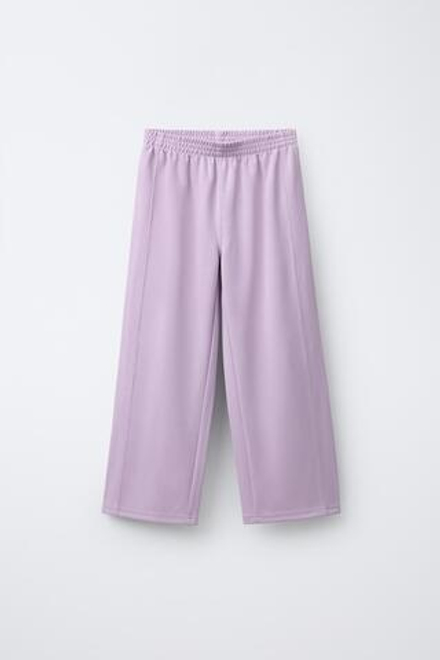 ZARA БРЮКИ WIDE LEG С МОДАЛОМ, ЦВЕТ МАЛЬВЫ