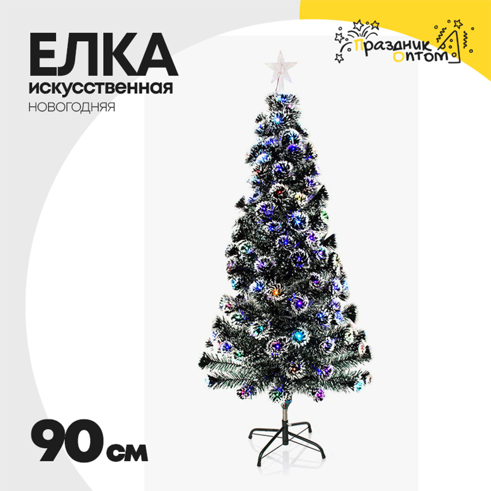 елка 90см искусственная со светодиодами (зеленый, белый)