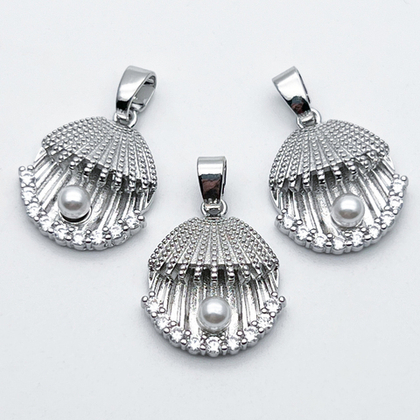 Подвеска Ракушка, цвет серебро (родий), размер 20*17 мм + бейл 6 мм, цена за 1 шт