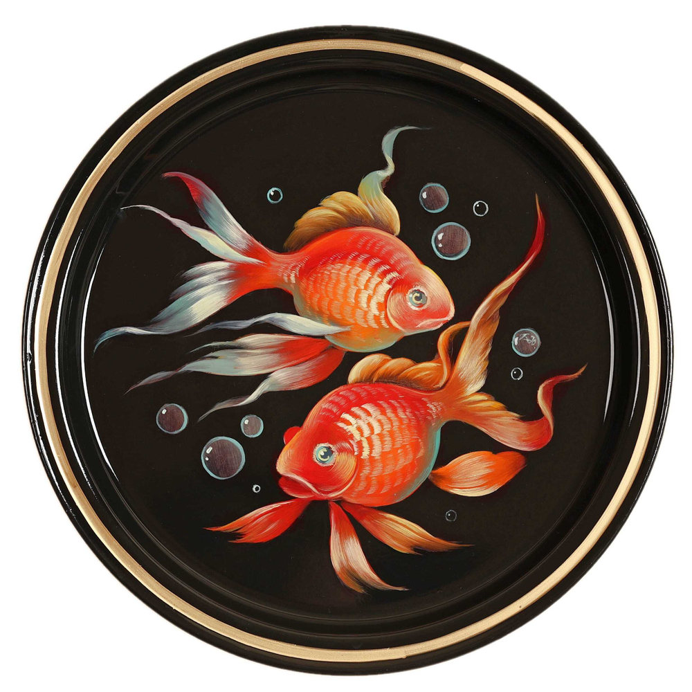 Жостовский поднос декоративный, размер 22 см (A5), металлический