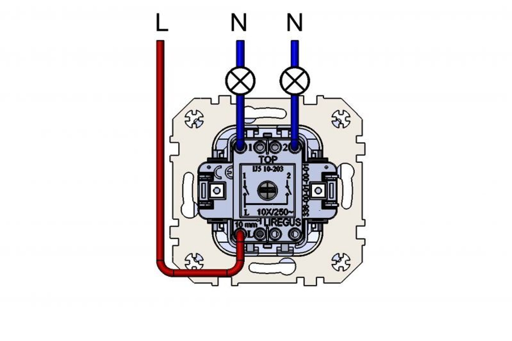 Выключатель Двухклавишный IP44 Белый LIREGUS EPSILON