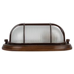 Светильник ЭРА НБО 04-60-022 Кантри дерево/стекло решетка IP54 E27 max 60Вт 232х140 овал орех | Светильники ЖКХ РБ