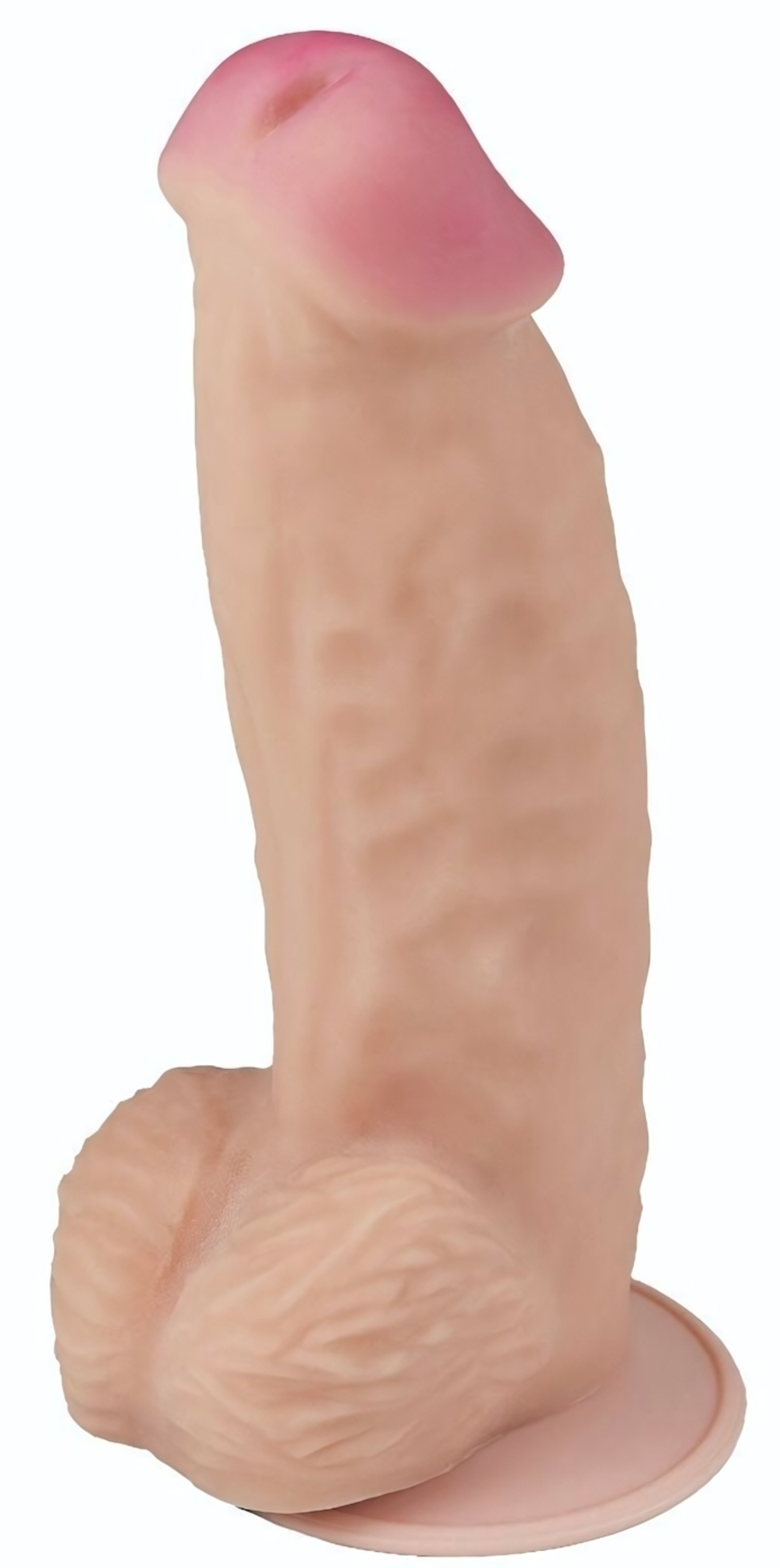 Телесный фаллоимитатор-супергигант с мошонкой на присоске - 34,5 см. (Цвет: телесный)