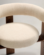 Granite Стул на 3 ножках из бежевого шенилла и массива ясеня в отделке орех