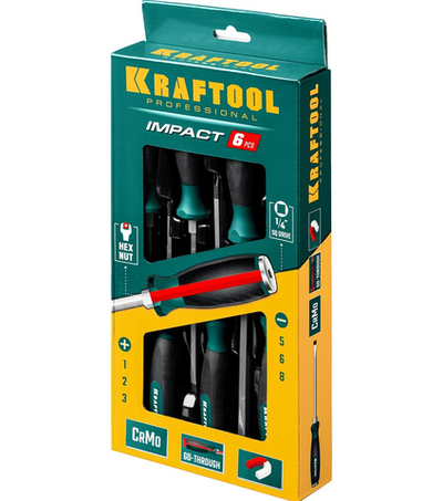 KRAFTOOL Impact, 6 шт, набор ударных отверток (25025)