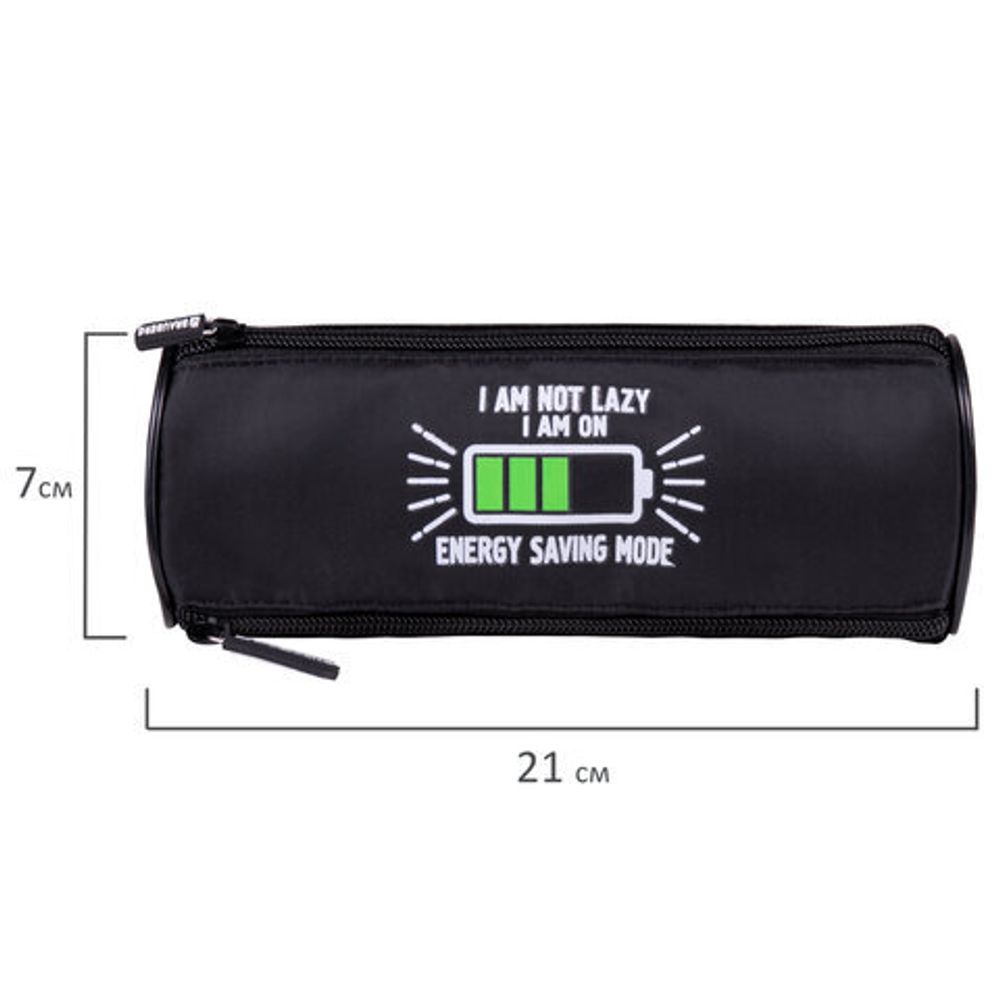 Пенал BRAUBERG, 3 отделения, нейлон, 21х7х7 см, "Battery", 270843