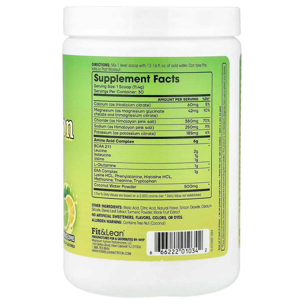 Fit & Lean, Amino Hydration, аминокислота с цитрусовыми и лаймом, 342 г (12,1 унции)