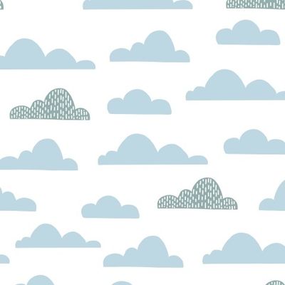 Голубые облака на белом.