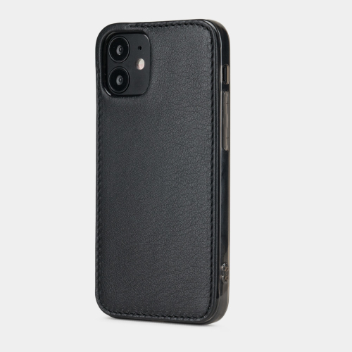 Чехол-накладка для iPhone 12 Mini из кожи теленка черного цвета