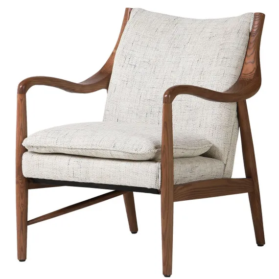 Кресло Finn Juhl Model 45, темный орех, бежевая рогожка
