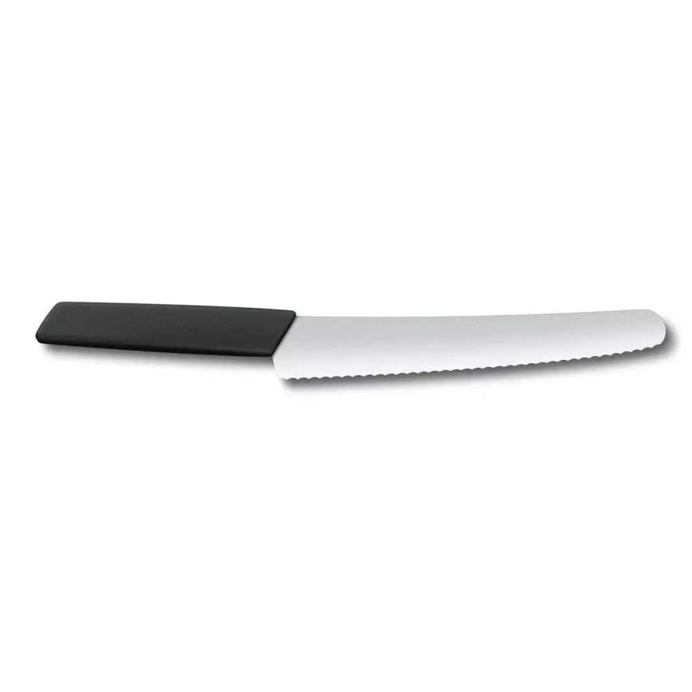 Victorinox - Нож Swiss Modern 22см с зубцами черный / артикул   6.9073.22WB  / GTIN 7611160092410
