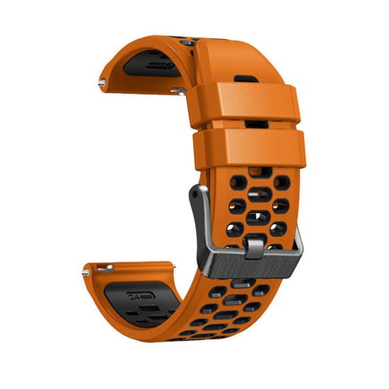 Ремешок двухцветный дышащий 24 мм для Suunto 9 Baro, Suunto 7, Suunto Spartan Sport силиконовый (Оранжевый/черный)