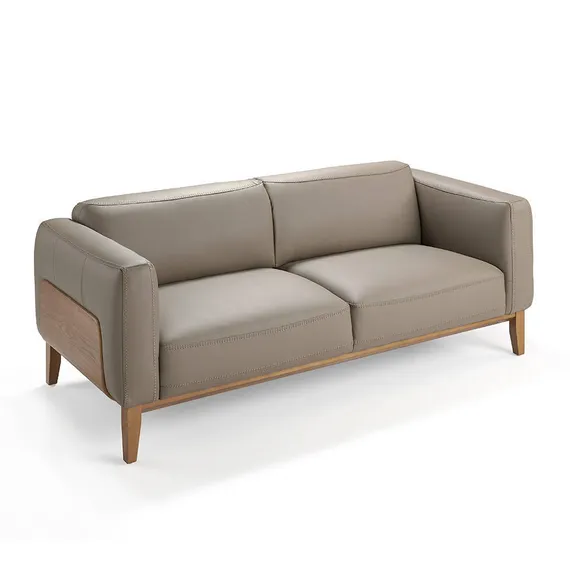 Трехместный диван Angel Cerda 5353-3P, серо-бежевая кожа