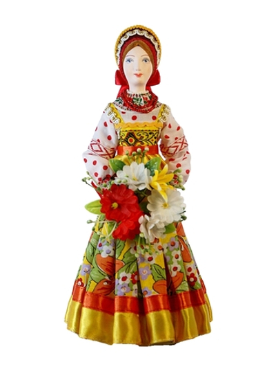 Кукла коллекционная в русском костюме Девушка с венком