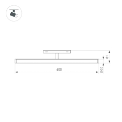 Светильник MAG-ORIENT-TUBE-TURN-L600-20W Warm3000 (WH, 180 deg, 48V) (Arlight, IP20 Металл, 5 лет) 036475
