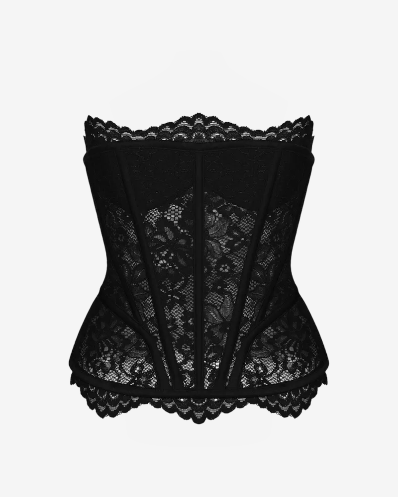 Удлиненный топ корсетного типа из кружева