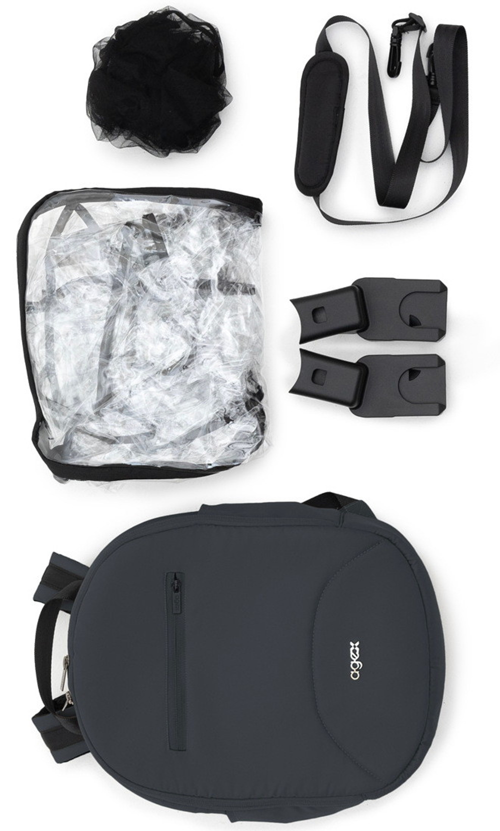 Коляска Agex Life 3 в 1 хромированная рама с автокреслом i-Safe S Grey ALM606 Midnight Grey (Темно-серый)