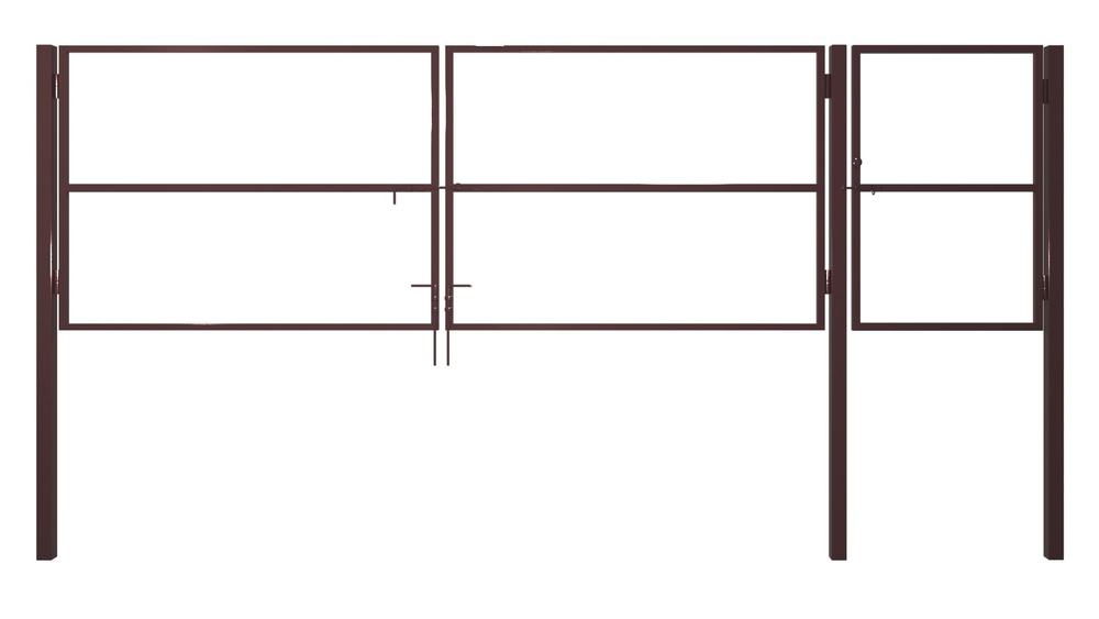 Входная группа (Ворота 4,0х1,5м распашные + калитка 1,0х1,5м), цвет черный (только каркас).