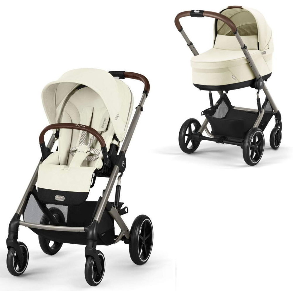 Коляска Cybex Balios S Lux TPE complete Cloud G Stone Grey Plus Base G 4 в 1 Seashell Beige с дождевиками