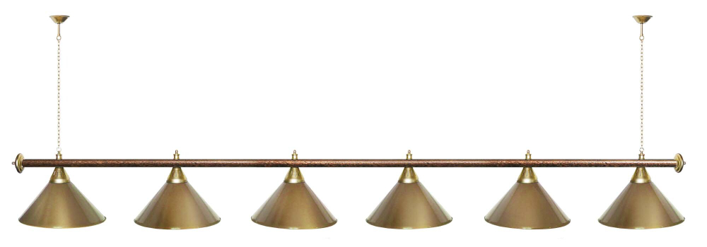 Лампа STARTBILLIARDS 6 пл. (плафоны зеленые,штанга золотая,фурнитура золото)