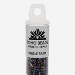Японский бисер TOHO Bugle (стеклярус) 3mm (№85), металлизированный, непрозрачный глянцевый