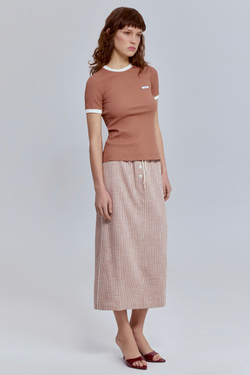 Футболка из хлопковой рибаны с контрастной отделкой