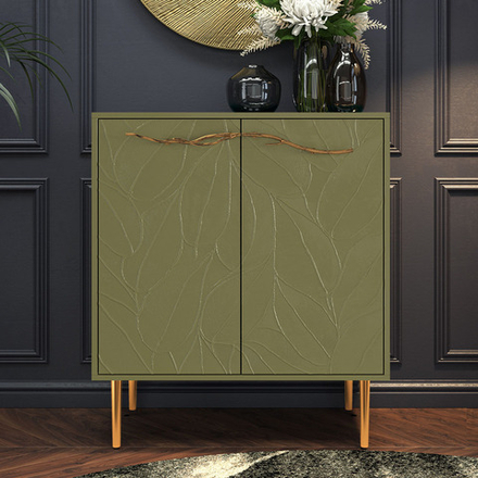 Комод Арт Колор leaves Стайл Голд с 2 полками Зеленая олива