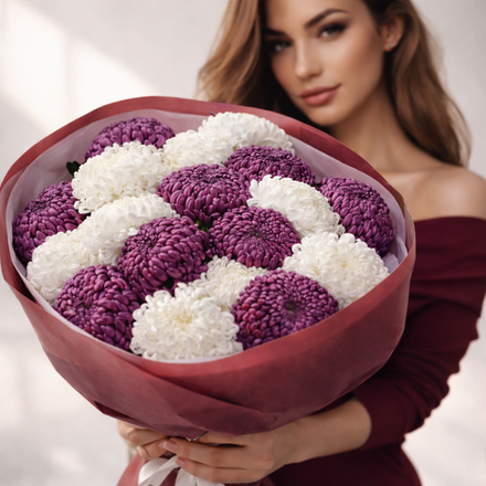 Букет «Молочно-бордовый шарм»