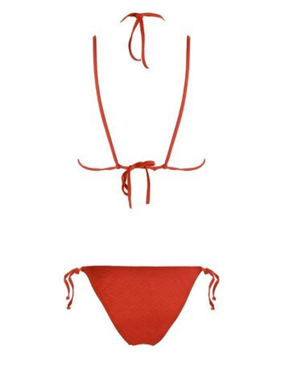 Раздельный купальник: лиф-триангул с декором и низкие плавки (Размер: B/S) (Цвет: коралловый)