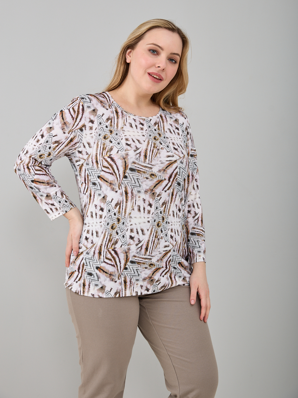 Лонгслив ЛНв-306/леопард-перья